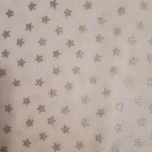 Silver Star Print on Cream Fabric